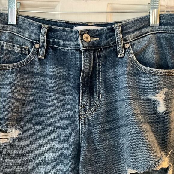 KanCan Pam Mid Rise Ripped Boyfriend Jeans Destroyed MediumWash - Picture 3 of 9